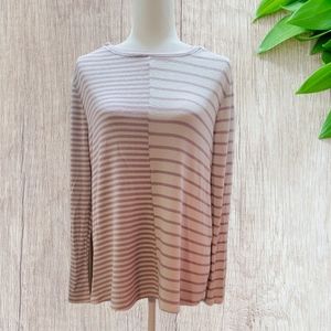 Lane Bryant Beige and Mauve Striped Long Sleeve Top